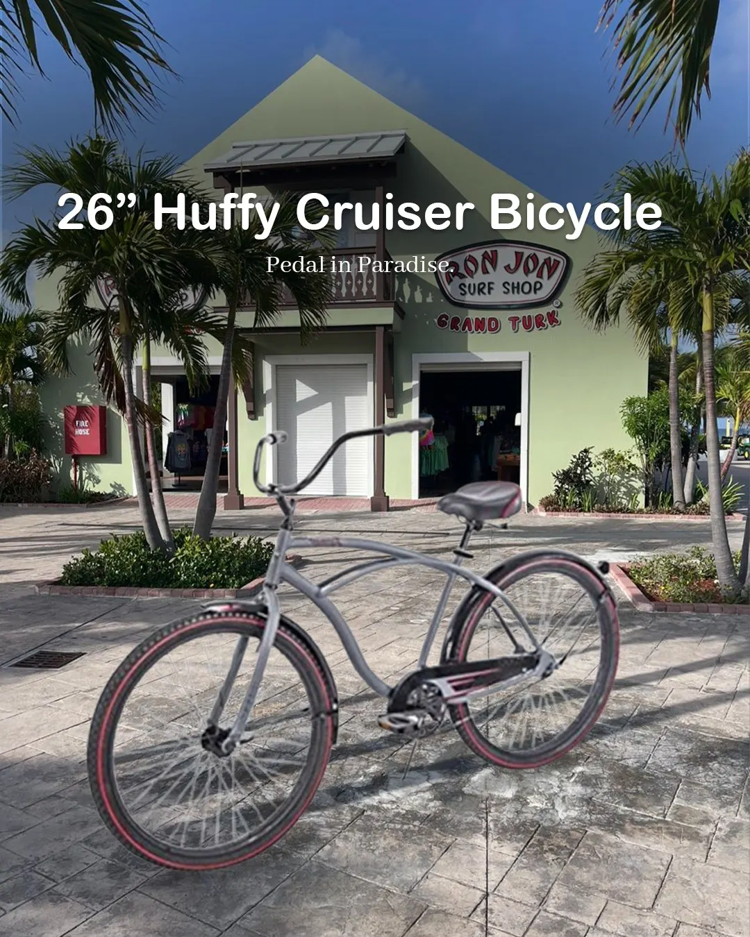 Feel the breeze, not the rush. ✨Our 26″ Huffy Cruiser Bike turns Grand Turk into your own tran