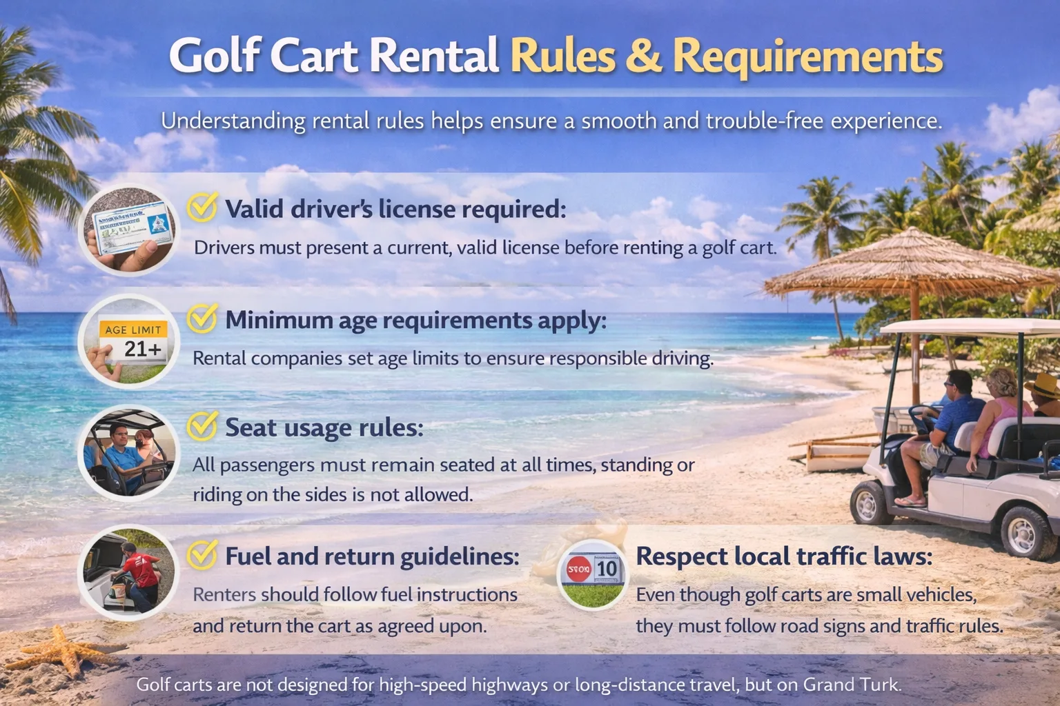 Golf Cart Rental Rules & Requirements -Turks And Caicos  - Paradise Cart
